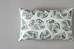 Úžitkový textil - Linorytový polštář / Philodendron zelená / Sleva - 14979110_