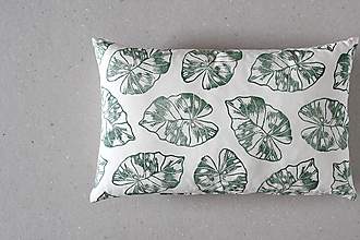 Úžitkový textil - Linorytový polštář / Philodendron zelená / Sleva - 14979110_