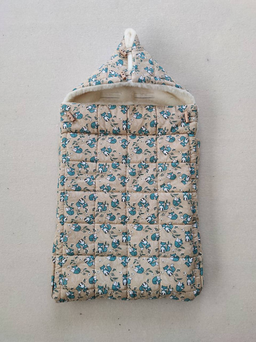Detský textil - RUNO SHOP fusak pre deti 100% ovčie runo MERINO TOP super wash Natural Líšky Mint - 14979345_