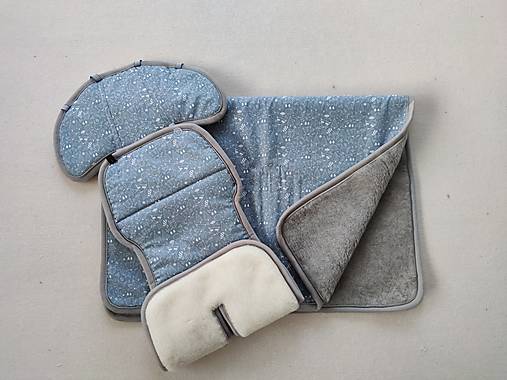 Detský textil - VLNIENKA súprava podložka a deka do autosedačky  9/18 kg 100% Merino top super wash Natural Zvieratká oceľové - 14979884_