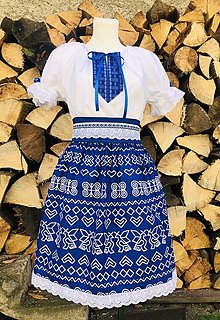 Šaty - Folklórny dámsky kroj Čičmany modré - 14980327_