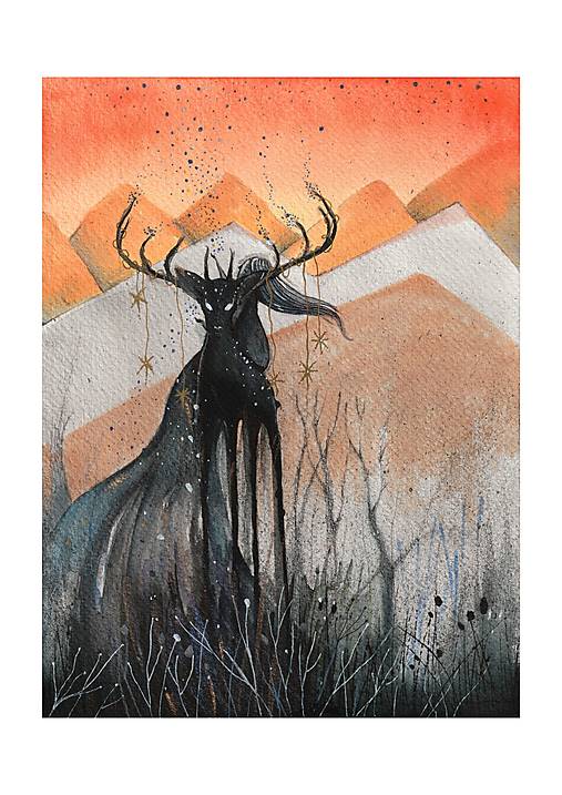 Grafika - Duchovia púšte (print na plátno A4) - 14979803_