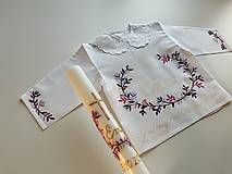 Detské oblečenie - Krstná maľovaná košieľka + svieca v (fialovo-ružovo zlatej kombinácii) - 14977280_