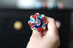 Komponenty - Nábytková úchytka tekvička s červeno-modro-tyrkysovým ornamentom - 14978530_
