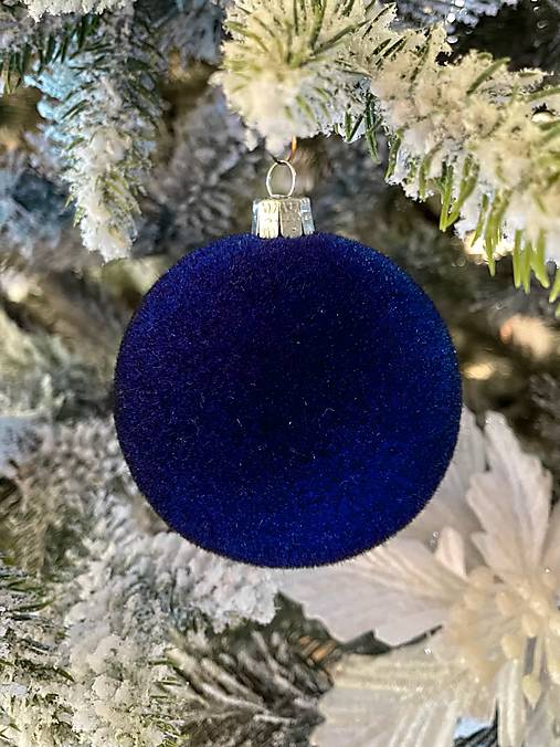 Vianočné ozdoby 6ks - semišové - modré s čiernym efektom
