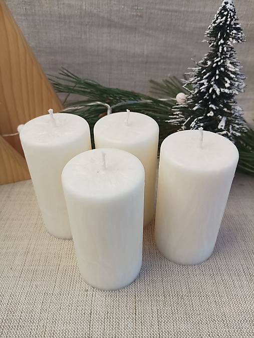  - Adventné sviečky biele 10 cm - 14977432_
