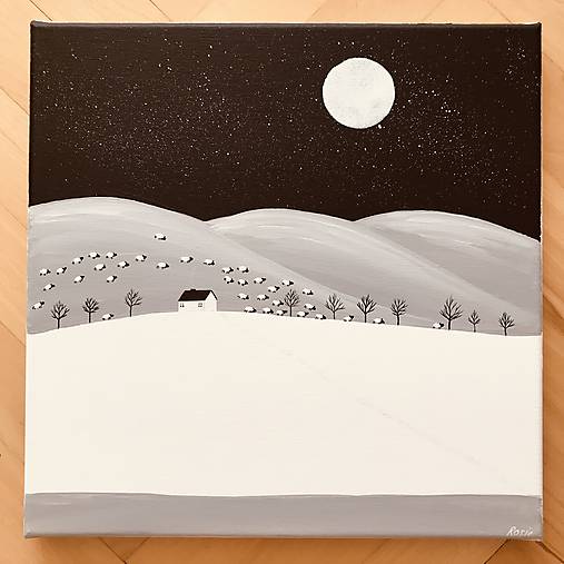 Zimná krajinka 35x35cm 