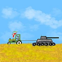 Grafika - Red na traktore s tankom gicléé art print 36x30 - 14977515_