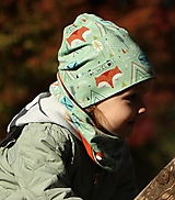 Detské čiapky - Líška mint úpletová čiapka, nákrčník alebo set - 14981346_