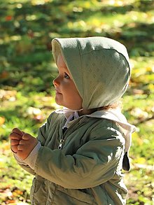 Detské čiapky - Detský úpletový čepček zelený pointoille - 14982622_