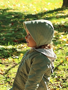 Detské čiapky - Detský úpletový čepček zelený pointoille - 14982623_