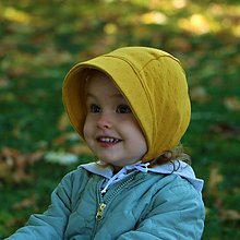 Detské čiapky - Detský úpletový čepček okrový pointoille - 14982693_