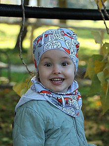 Detské čiapky - Líška v lese úpletová čiapka, nákčník alebo set - 14984866_