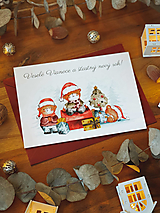 Papiernictvo - Vianočná pohľadnica Mackovia - 14982124_