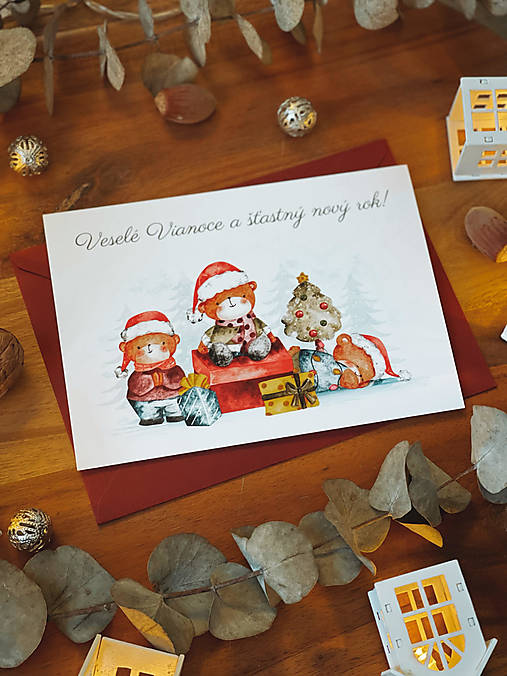 Papiernictvo - Vianočná pohľadnica Mackovia - 14982124_