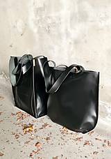 Veľké tašky - ČIERNA kožená shopper kabelka - 14982974_