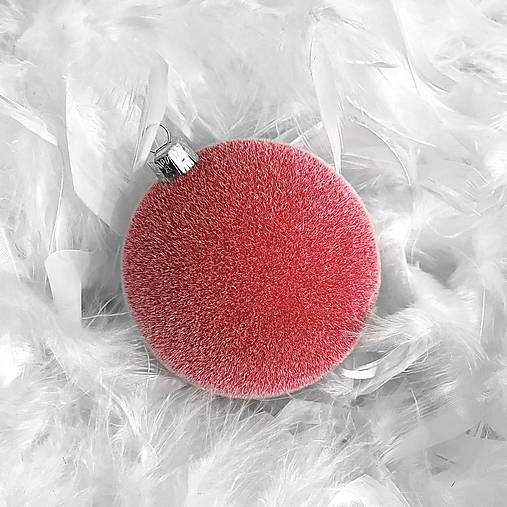 Vianočné ozdoby 6ks - semišové - červené so zasneženým efektom