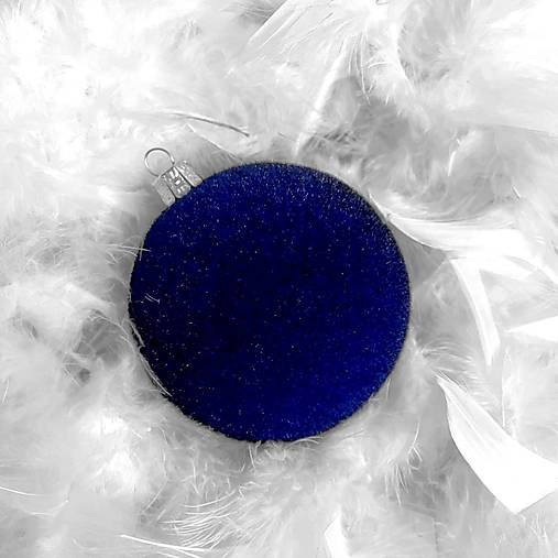 Vianočné ozdoby 6ks - semišové - modré s čiernym efektom