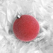 Dekorácie - Vianočné ozdoby 6ks - semišové - červené so zasneženým efektom - 14981944_