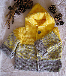 Detské oblečenie - Detský svetrík s kapucňou  (žltý (1-2 roky)) - 14984850_