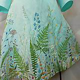 Šaty - Ručne maľované tyrkysové ľanové šaty " Lúčne II. " - 14987113_