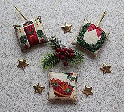 Dekorácie - Sada 3 ks vánočních polštářkových ozdob - 14988087_