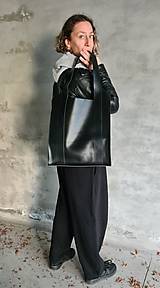 Veľké tašky - ČIERNA kožená shopper kabelka - 14986785_