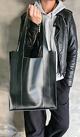 Veľké tašky - ČIERNA kožená shopper kabelka - 14986787_