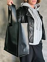 Veľké tašky - ČIERNA kožená shopper kabelka - 14986800_