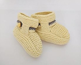 Detské topánky - Bavlnené papučky s hračkou (Žltá) - 14986094_