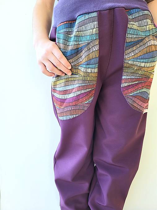 Softshellové nohavice "purple lines"