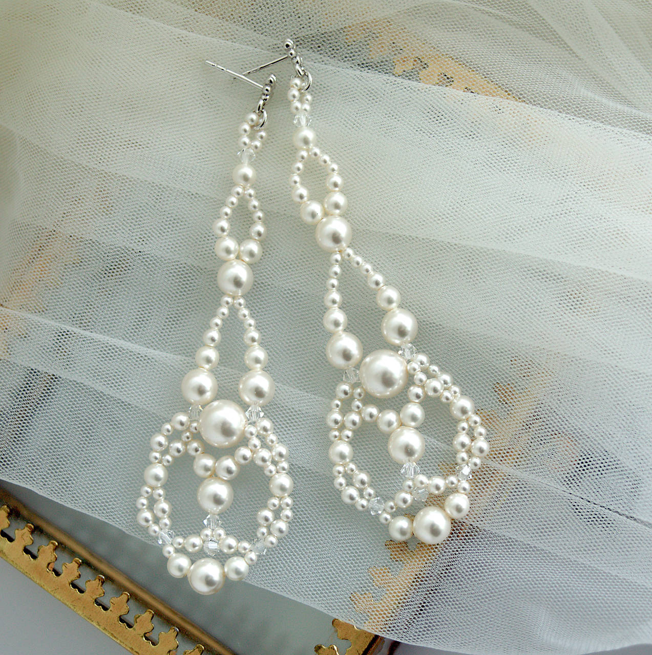 Romantické (perličkové náušnice so Swarovski (Ag925 Rhodium))