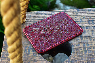 Peňaženky - Kožené puzdro na doklady z kože z Raje (Bordová) - 14991557_