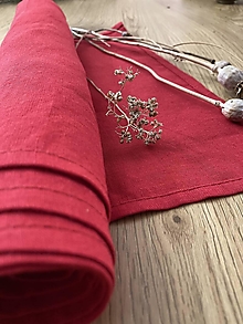 Úžitkový textil - Ľanový BEHÚN /stredový obrus/ červený (bez výšivky) - 14991956_
