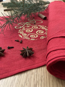 Úžitkový textil - Ľanový BEHÚN /stredový obrus/ " Vianočný" - 14992072_