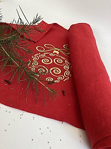 Úžitkový textil - Ľanový BEHÚN /stredový obrus/ " Vianočný" (S Vianočnou výšivkou) - 14992094_