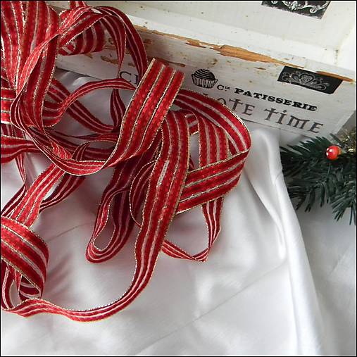 Galantéria - Vianočná dekoračná stuha s lurexom /š.2,5cm/ - 14990141_