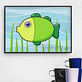 Grafika - Digitálna grafika - cartoon rybka (zelená) - 14990989_