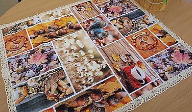 Úžitkový textil - Obrus ,,jesenná idylka " (S čipkou 50×42cm) - 14996557_
