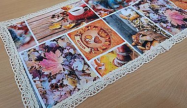 Úžitkový textil - Obrus ,,jesenná idylka " (S čipkou 55×25cm) - 14996577_