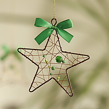 Dekorácie - vianočné ozdôbky medeno-zelené (hviezda) - 14995317_