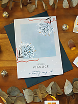 Papiernictvo - Vianočná pohľadnica Modrá - 14994850_