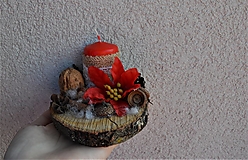 Svietidlá - Vianočný svietnik na drevenom pláte - 14997431_