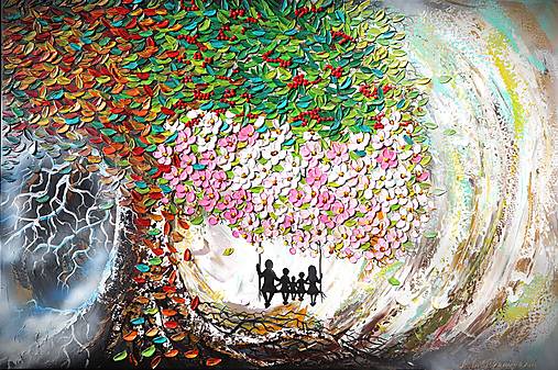 Obrazy - Rodinný strom - 4 ročne obdobia 120x80 - 14996302_