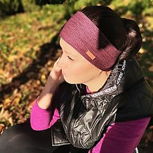 Čiapky, čelenky, klobúky - SPORT merino čelenka limitka (melírovaná vresová) - 14997518_