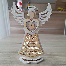 Dekorácie - Rodina, láska Muž-Drevený anjel (Drevo-Biela 13x19cm) - 14997044_