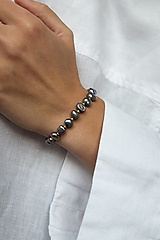 Náramky - perlový náramok- šedá perla  (17-17,5cm) - 14995110_