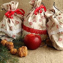 Úžitkový textil - Vianočné vrecká perníčkové béžové - 14994013_