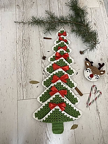 Dekorácie - strom-ček-y Vianočné (zeleno/biely - červené mašličky) - 14996004_