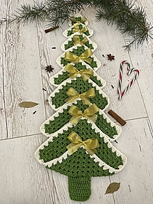 Dekorácie - strom-ček-y Vianočné (zeleno/biely- zlaté mašličky) - 14996028_